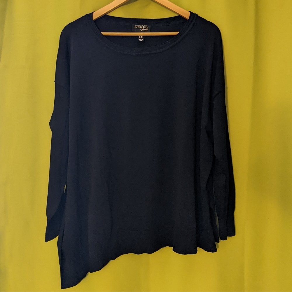 Sweater Top with Asymmetrical Hem 1X